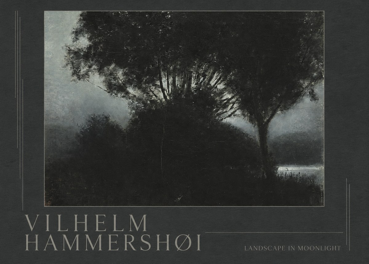 Vilhelm Hammershøi Landscape in Moonlight No5 - Poster