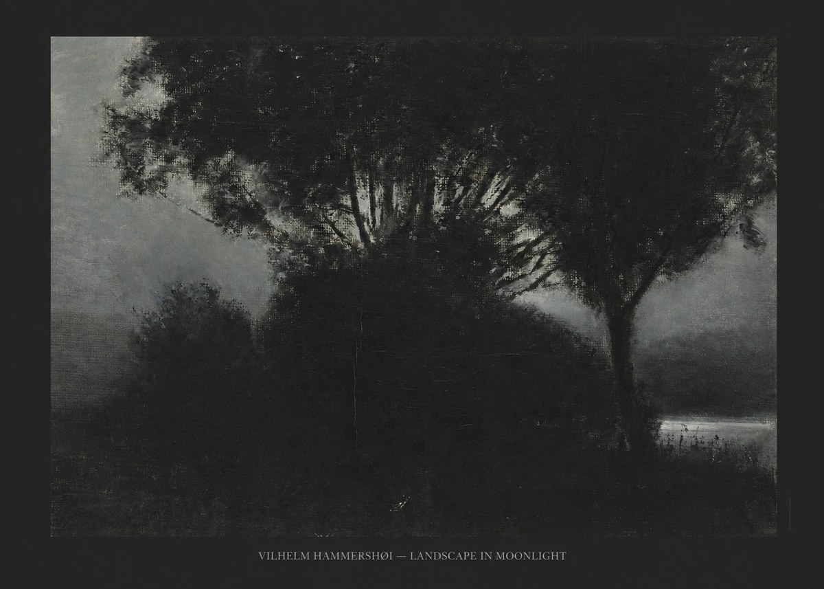 Vilhelm Hammershøi Landscape in Moonlight No6 - Poster