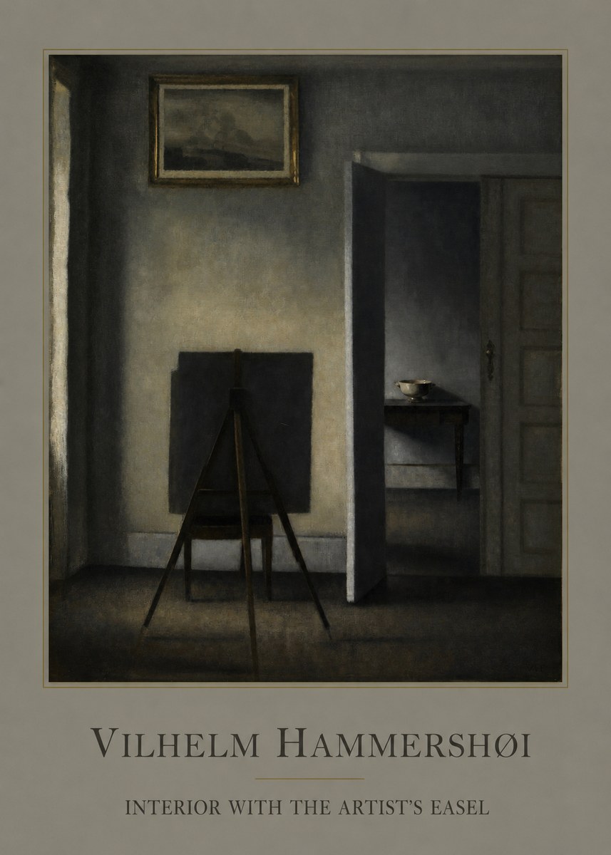 Vilhelm Hammershøi Interior with the Artist's Easel I No1 - Poster