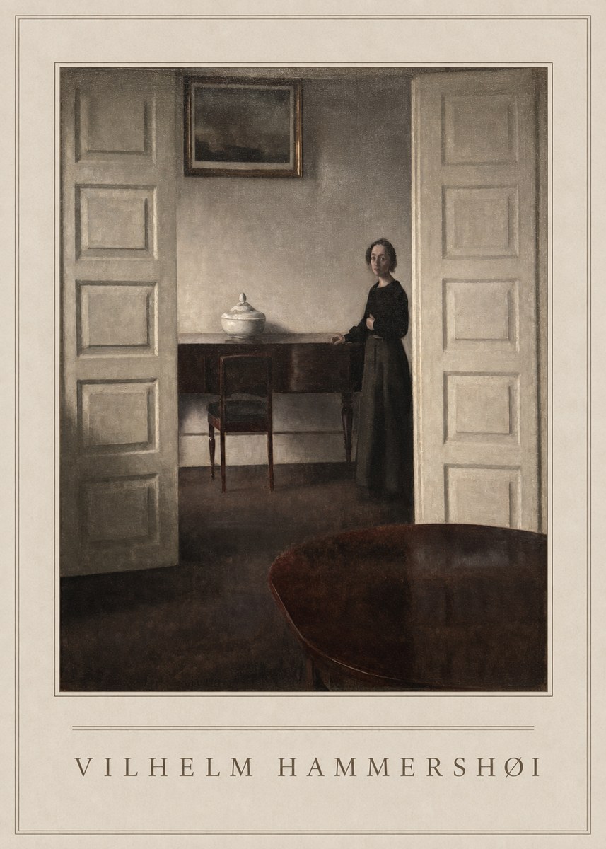 Vilhelm Hammershøi Interior with a Standing Woman No4 - Poster