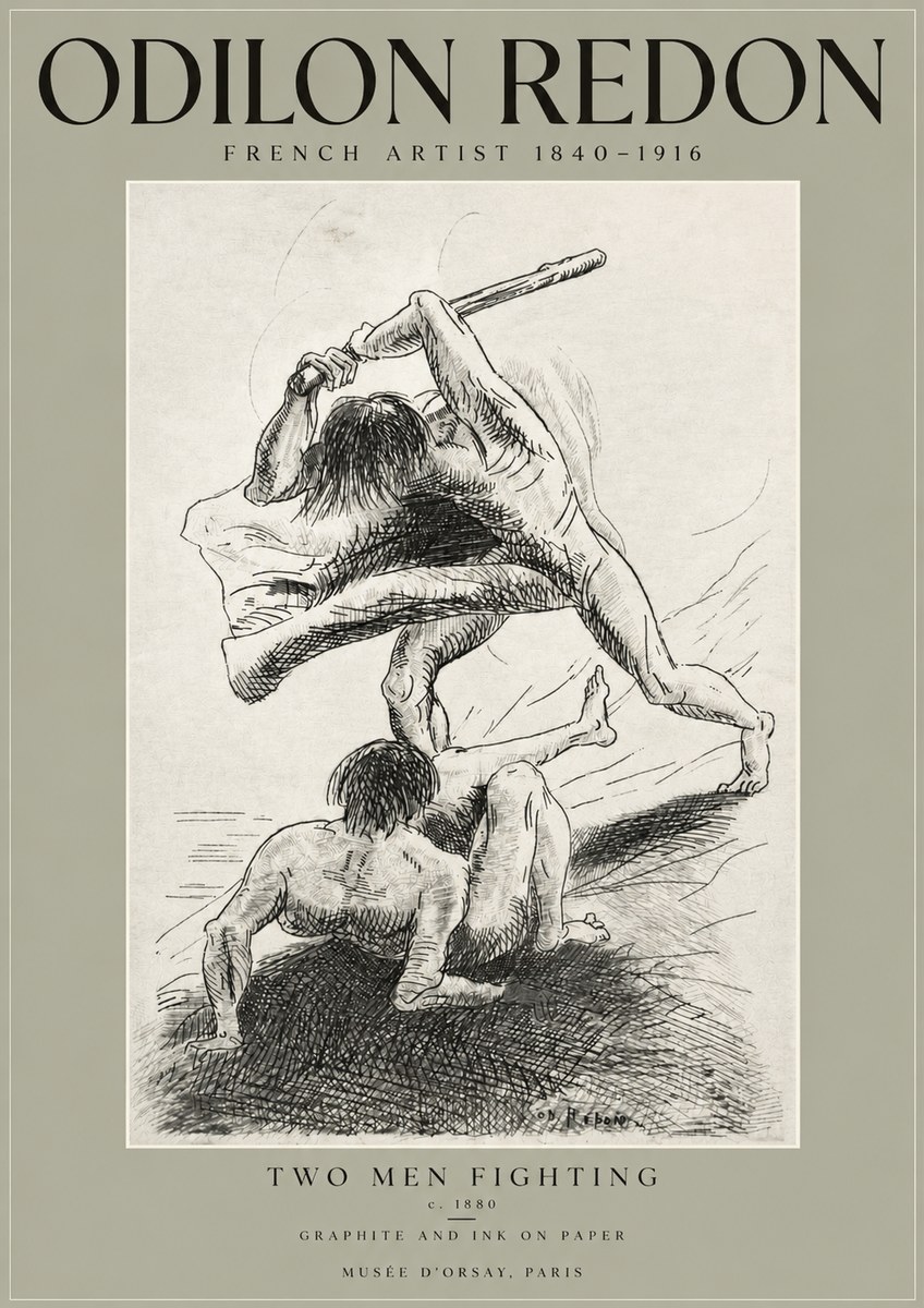 Odilon Redon Two Men Fighting No3 - Poster