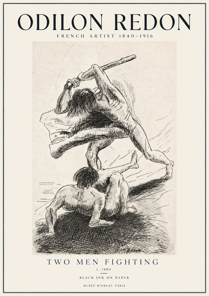 Odilon Redon Two Men Fighting No4 - Poster