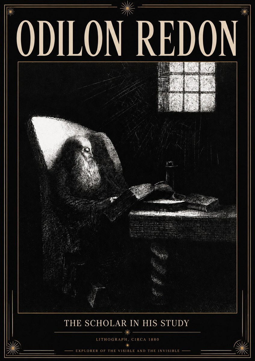 Odilon Redon The Scholar in His Study No3 - Poster