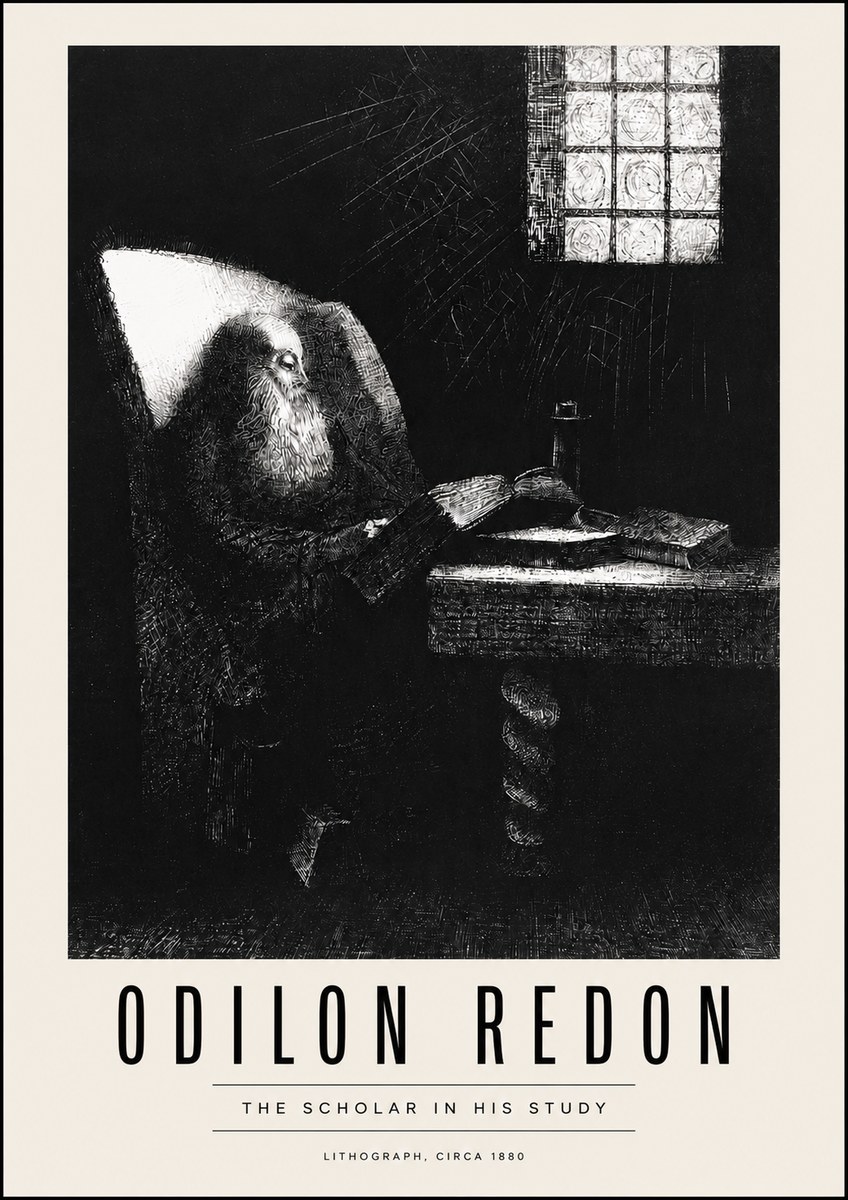 Odilon Redon The Scholar in His Study No4 - Poster