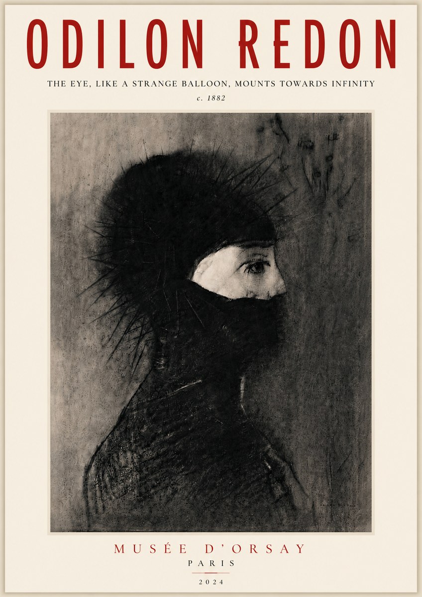 Odilon Redon The Eye, Like a Strange Balloon, Mounts Towards Infinity No5 - Poster