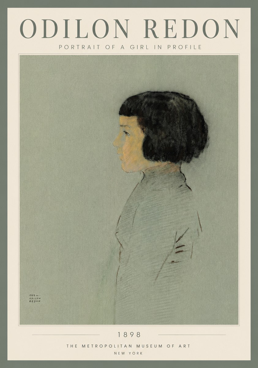 Odilon Redon Portrait of a Girl in Profile No4 - Poster