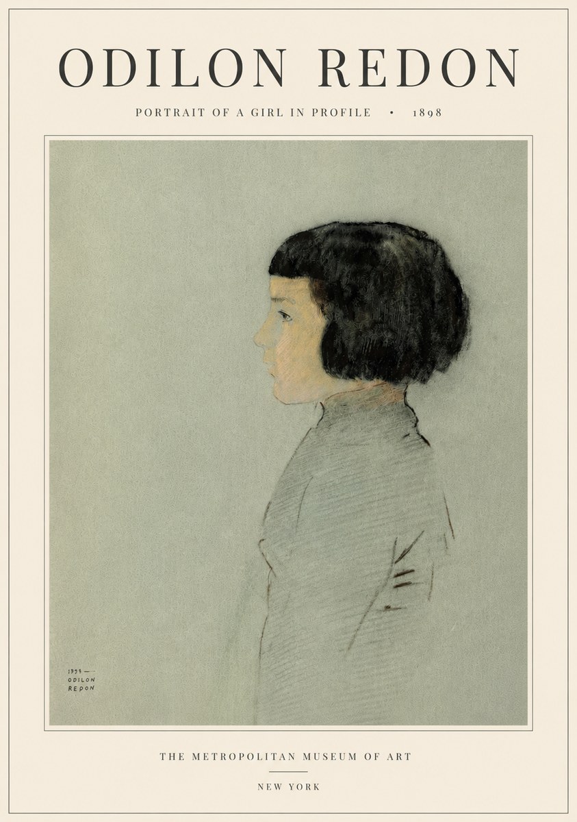 Odilon Redon Portrait of a Girl in Profile No5 - Poster