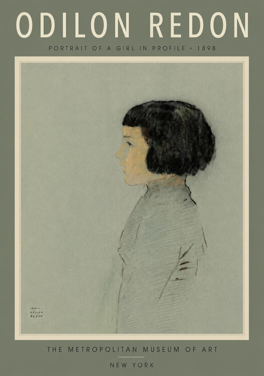 Odilon Redon Portrait of a Girl in Profile No6 - Poster