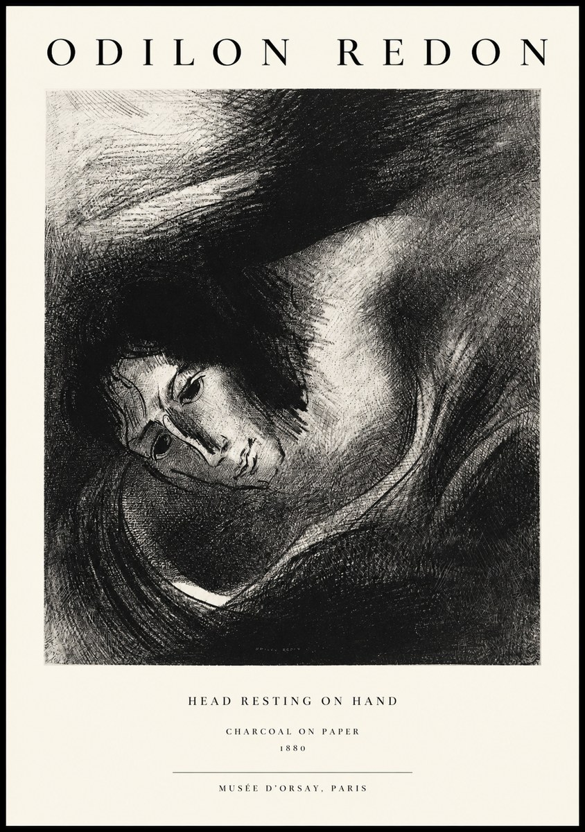 Odilon Redon Head Resting on Hand No1 - Poster