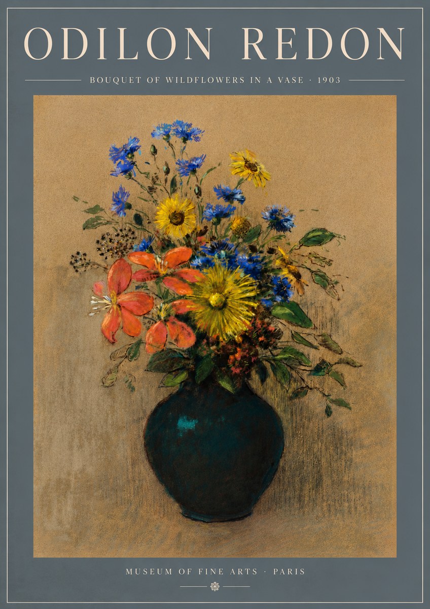 Odilon Redon Bouquet of Wildflowers in a Vase No5 - Poster