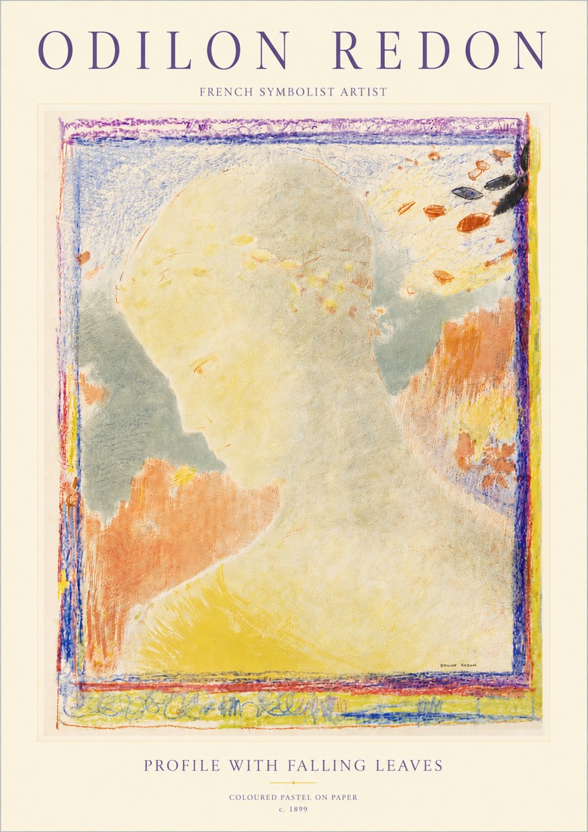 Odilon Redon Profile with Falling Leaves No4 - Poster