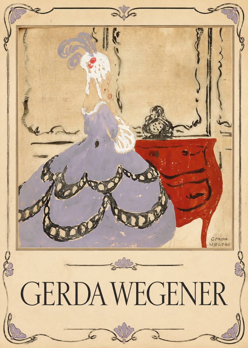 Gerda Wegener Lady in a Mauve Dress No1 - Poster