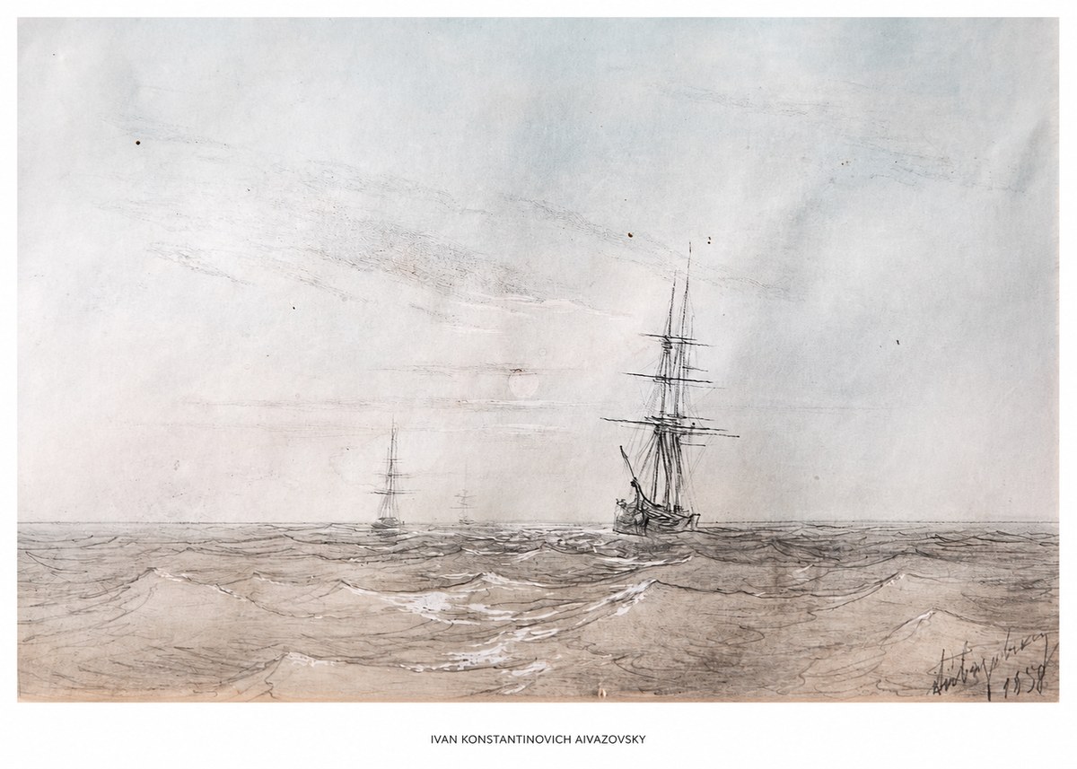 Ivan Konstantinovich Aivazovsky Two Sailing Ships at Sea No5 - Poster