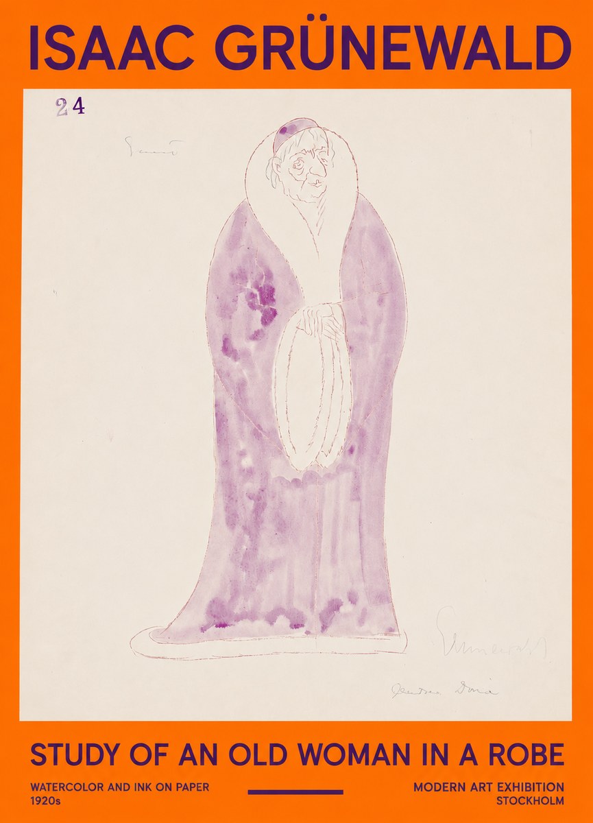 Isaac Grünewald Study of an Old Woman in a Robe No2 - Poster