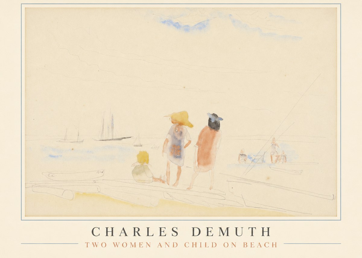 Charles Demuth Two Women and Child on Beach No1 - Poster