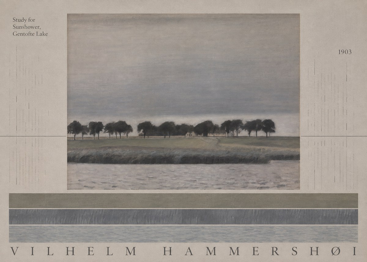 Vilhelm Hammershøi Study for Sunshower, Gentofte Lake No6 - Poster