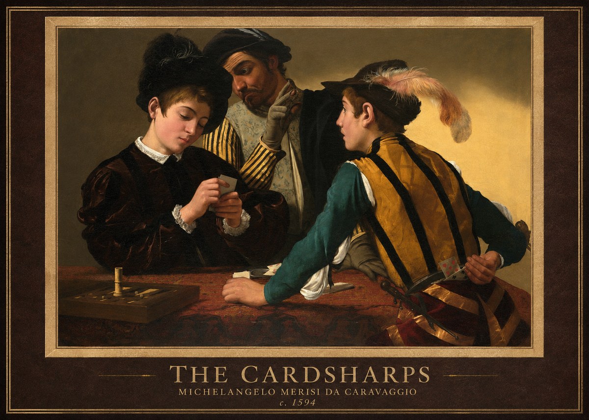 Michelangelo Merisi da Caravaggio The Cardsharps III No1 - Poster