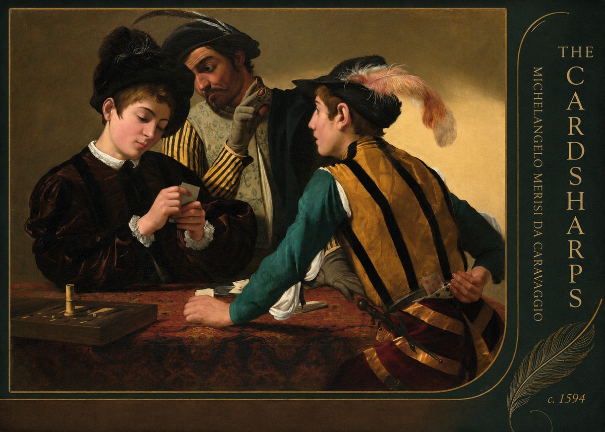 Michelangelo Merisi da Caravaggio The Cardsharps III No5 - Poster