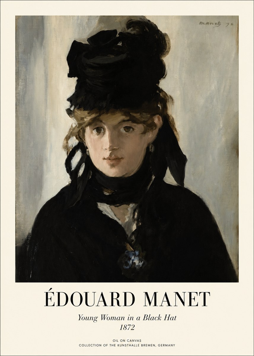 Édouard Manet Young Woman in a Black Hat I No1 - Poster