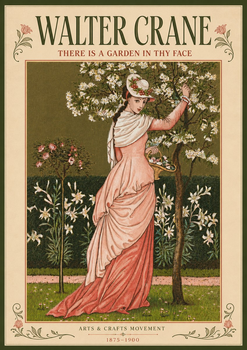 Walter Crane There Is a Garden in Thy Face I No5 - Poster