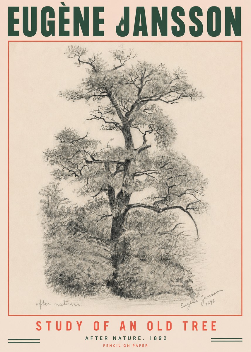 Eugène Jansson Study of an Old Tree No3 - Poster