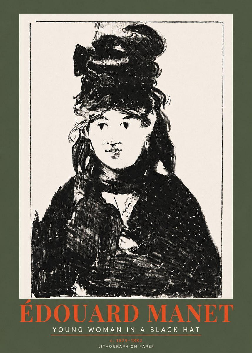 Édouard Manet Young Woman in a Black Hat II No2 - Poster