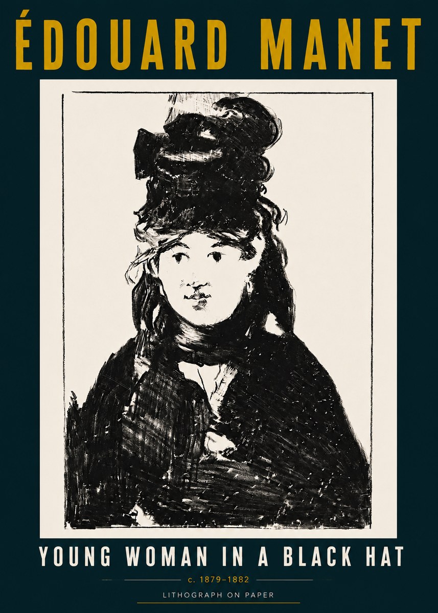 Édouard Manet Young Woman in a Black Hat II No5 - Poster