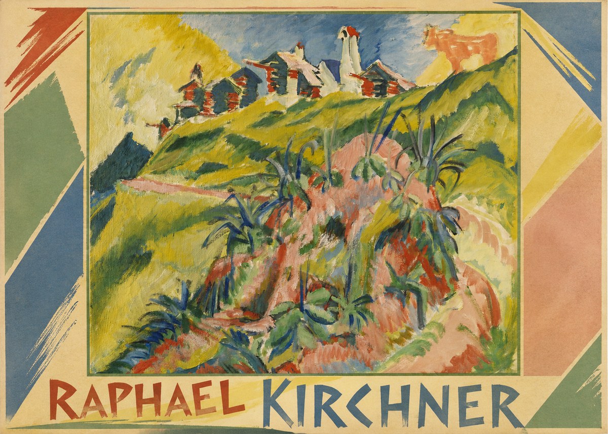 Raphael Kirchner Hillside Dwellings with Alpine Cow No1 - Poster