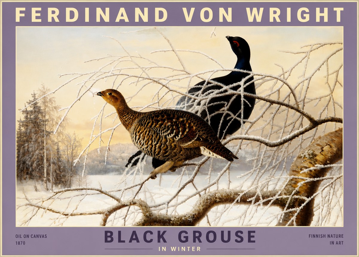Ferdinand von Wright Black Grouse in Winter No3 - Poster