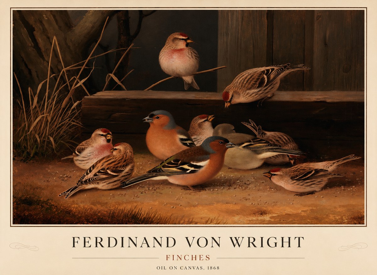Ferdinand von Wright Finches No1 - Poster