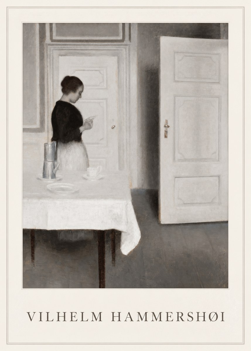 Vilhelm Hammershøi Interior with a Woman Reading a Letter No1 - Poster