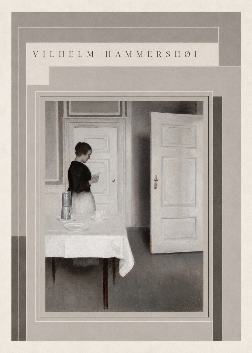 Vilhelm Hammershøi Interior with a Woman Reading a Letter No3 - Poster