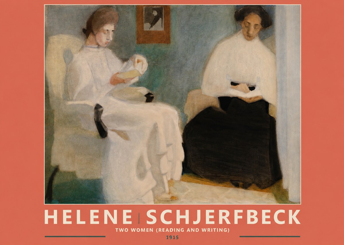 Helene Schjerfbeck Two Women (Reading and Writing) No2 - Poster
