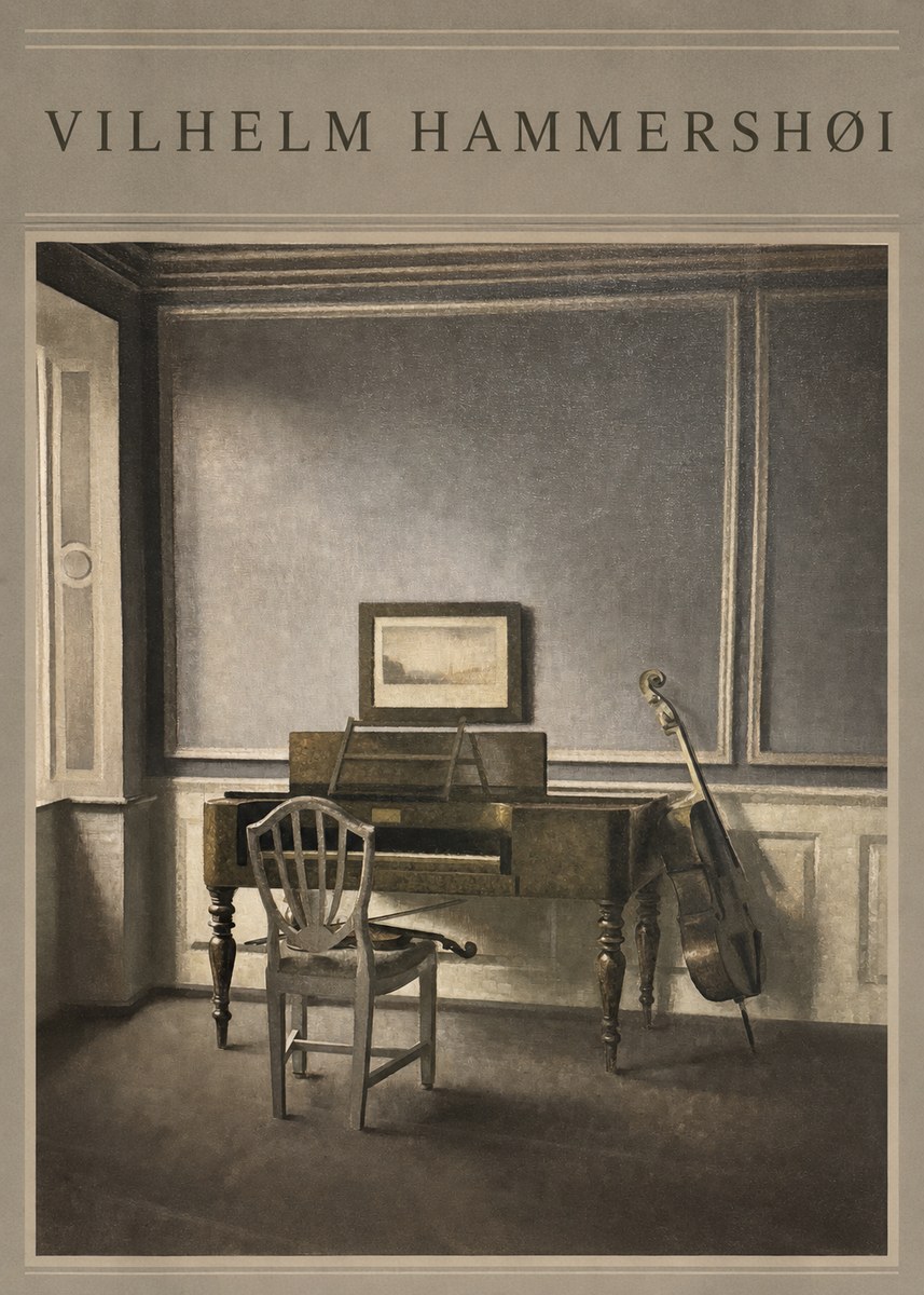 Vilhelm Hammershøi Interior with a Piano and a Cello No3 - Poster