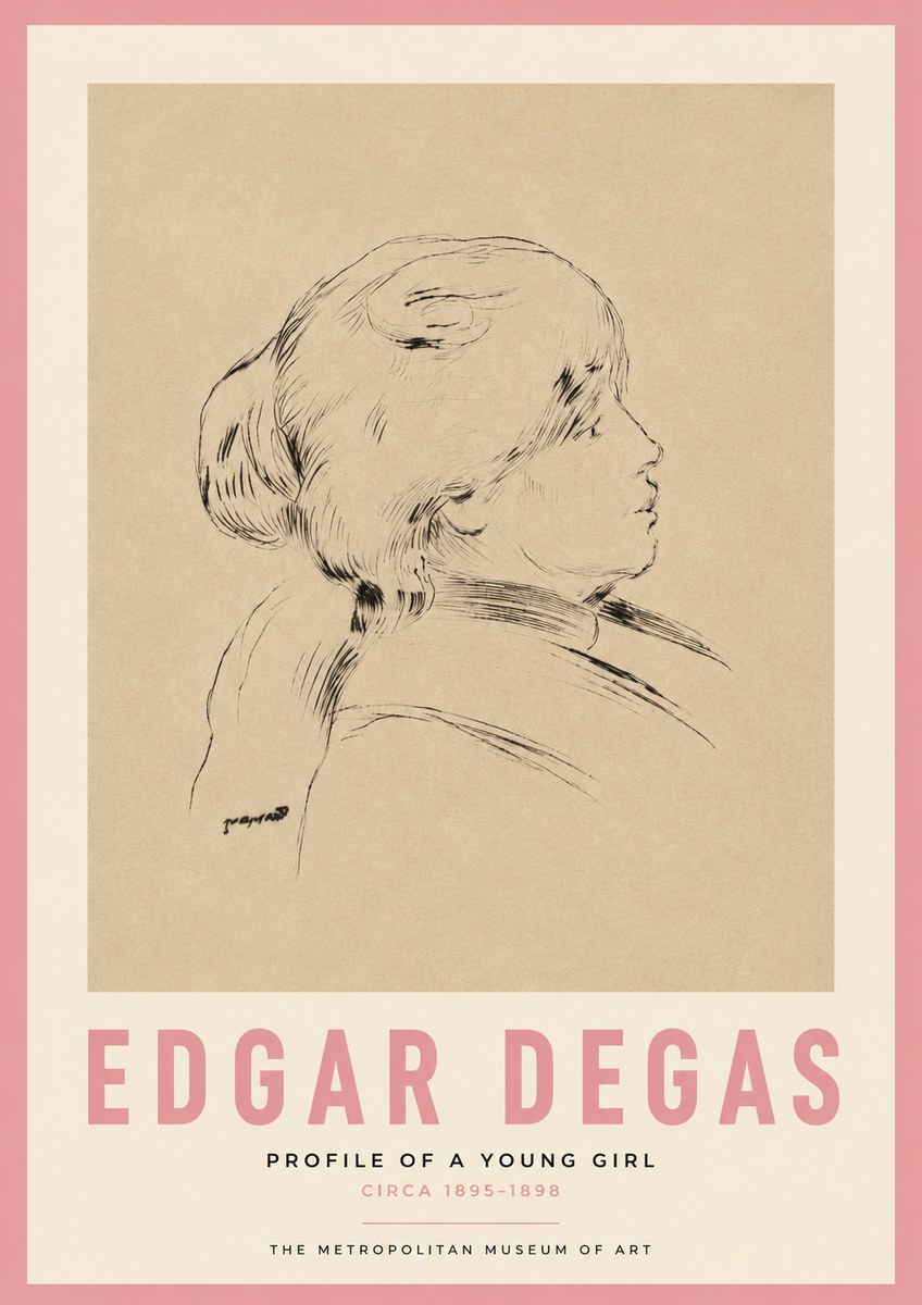 Edgar Degas Profile of a Young Girl No3 - Poster