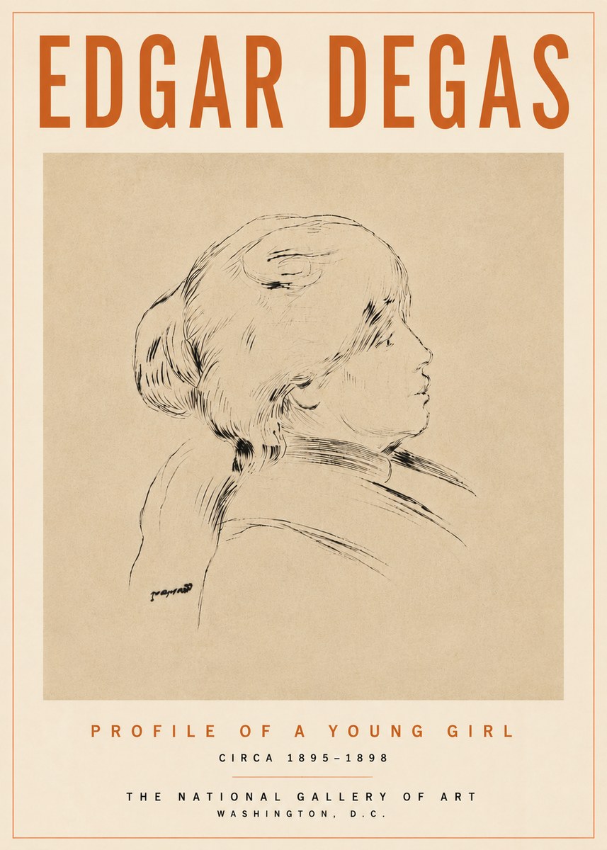 Edgar Degas Profile of a Young Girl No5 - Poster