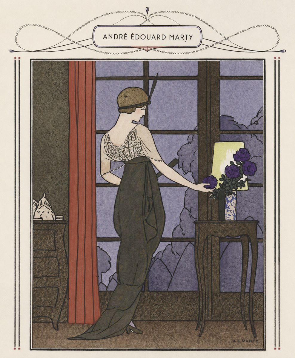 André Édouard Marty Lady at the Window with Roses No5 - Poster