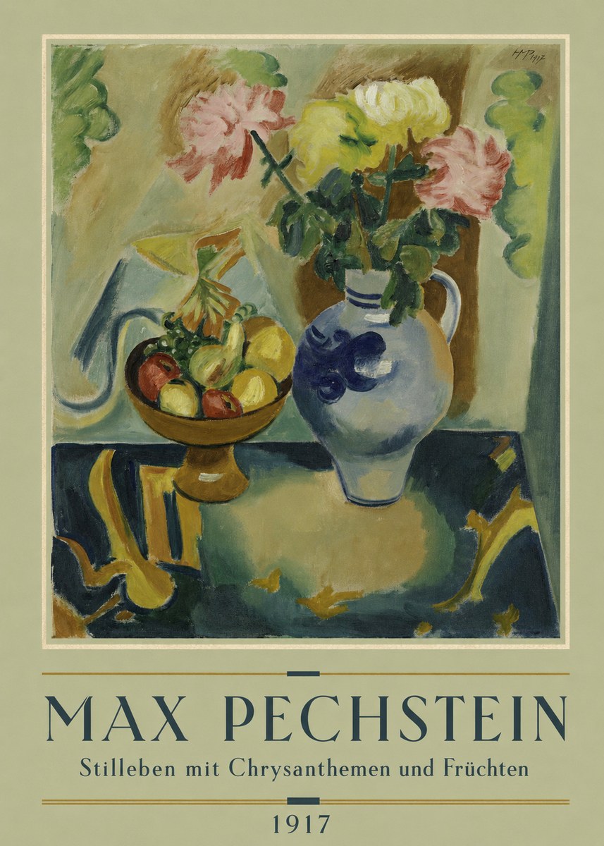 Max Pechstein Stilleben Mit Chrysanthemen Und Früchten No2 - Poster