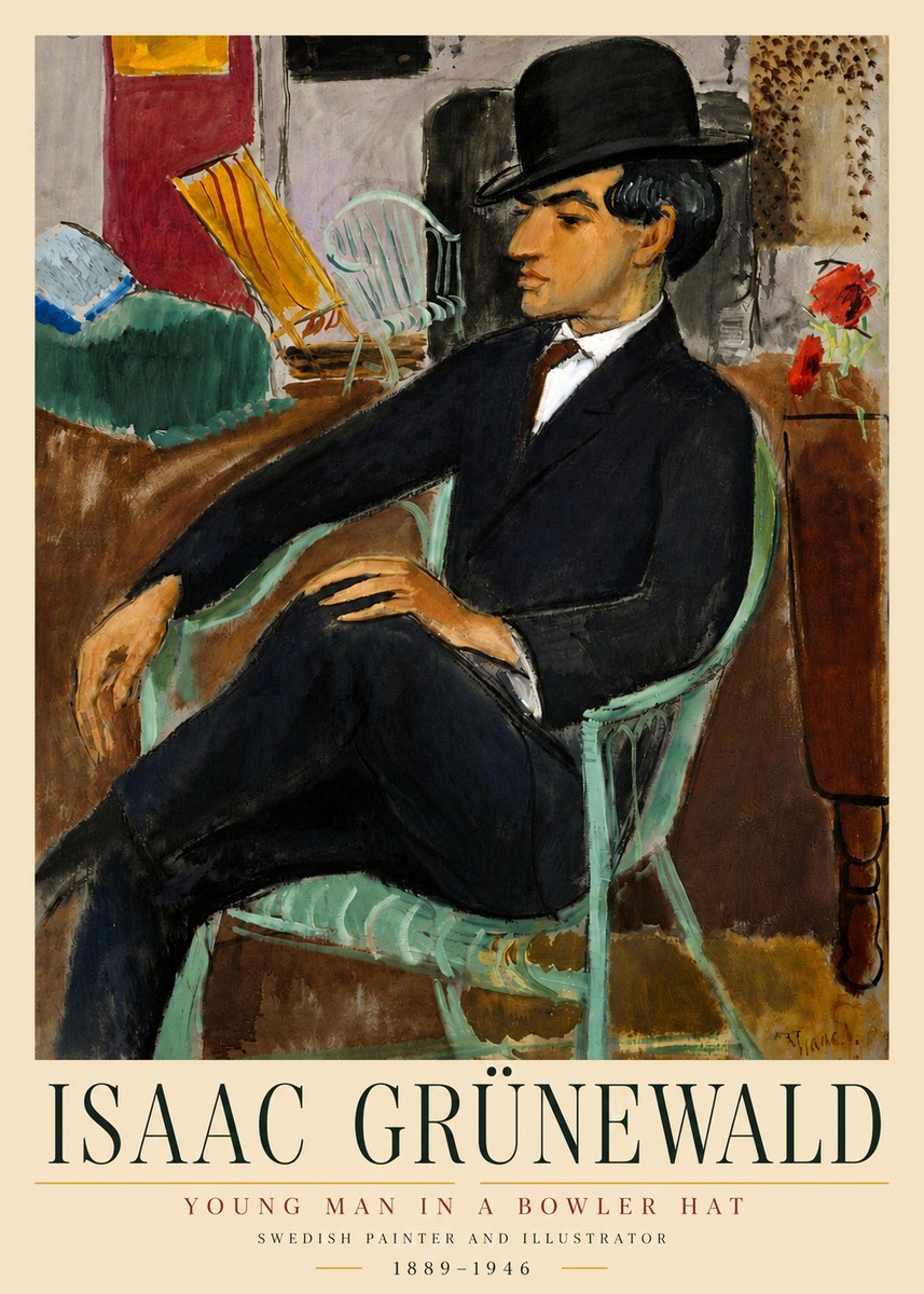 Isaac Grünewald Young Man in a Bowler Hat No4 - Poster