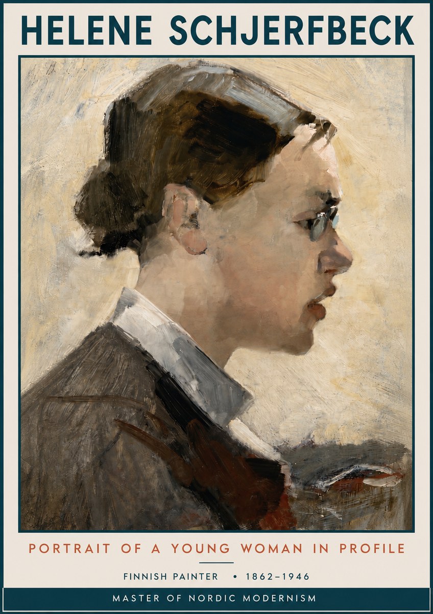 Helene Schjerfbeck Portrait of a Young Woman in Profile No3 - Poster