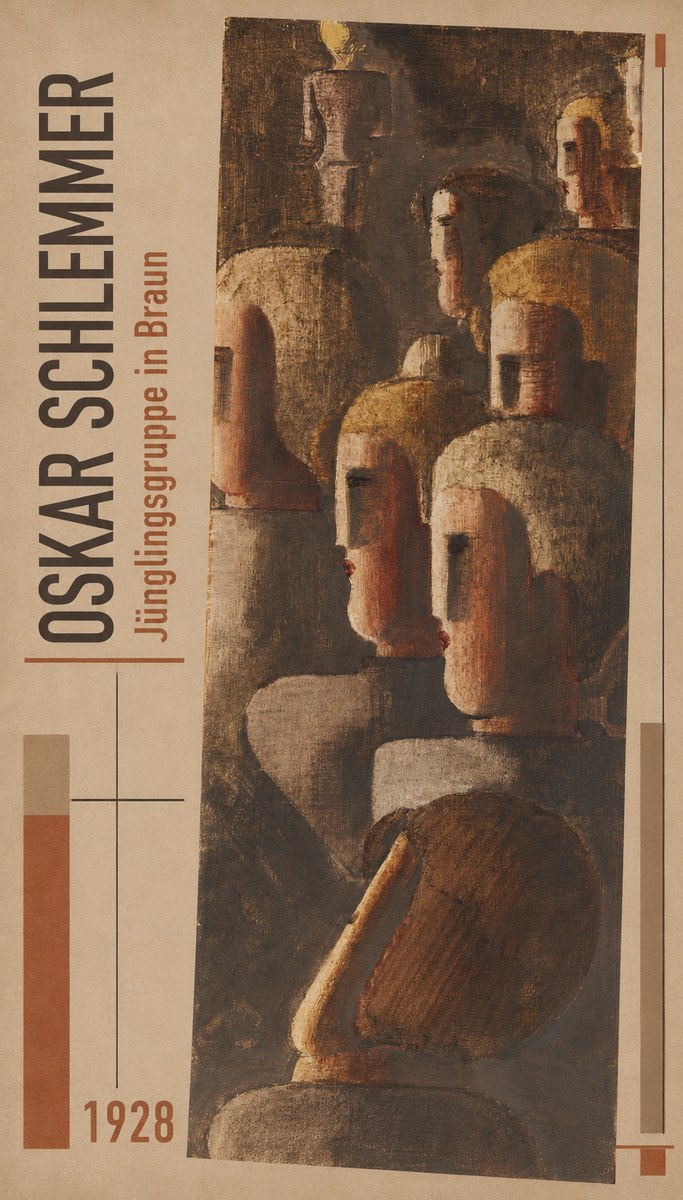Oskar Schlemmer Jünglingsgruppe in Braun No2 - Poster