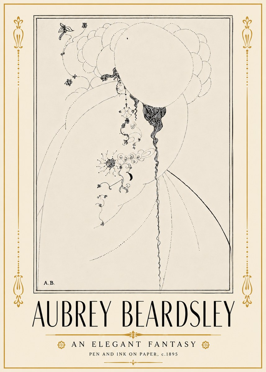 Aubrey Beardsley An Elegant Fantasy No5 - Poster