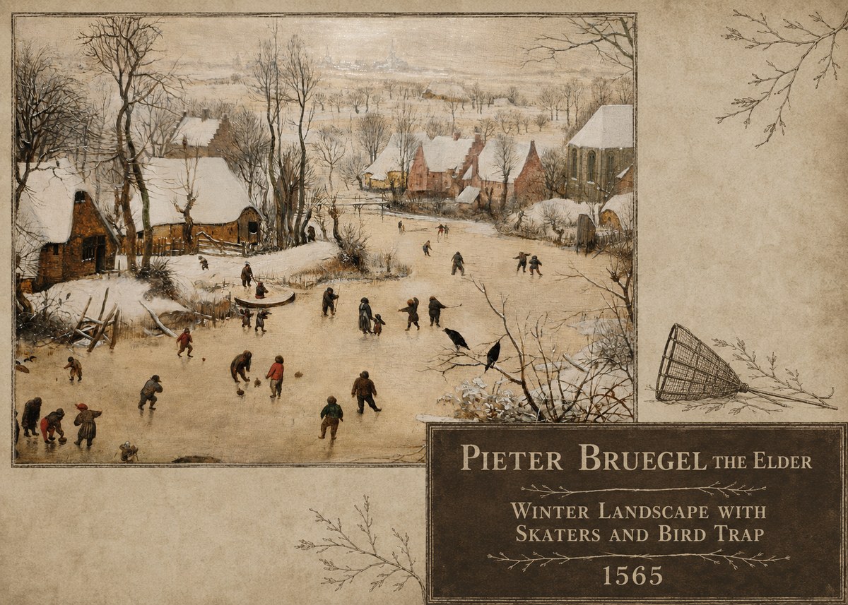 Pieter Bruegel Winter Landscape with Skaters and Bird Trap No5 - Poster
