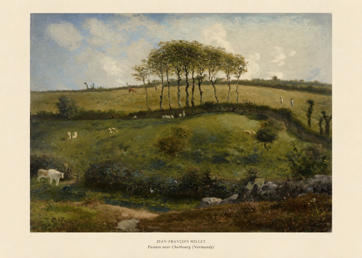 Jean-François Millet Pasture Near Cherbourg (Normandy) No5 - Poster