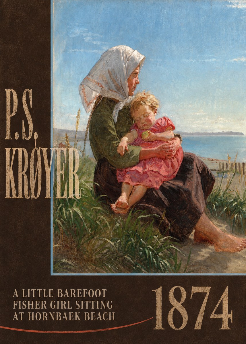 P.S. Krøyer A Little Barefoot Fisher Girl Sitting at Hornbaek Beach No6 - Poster