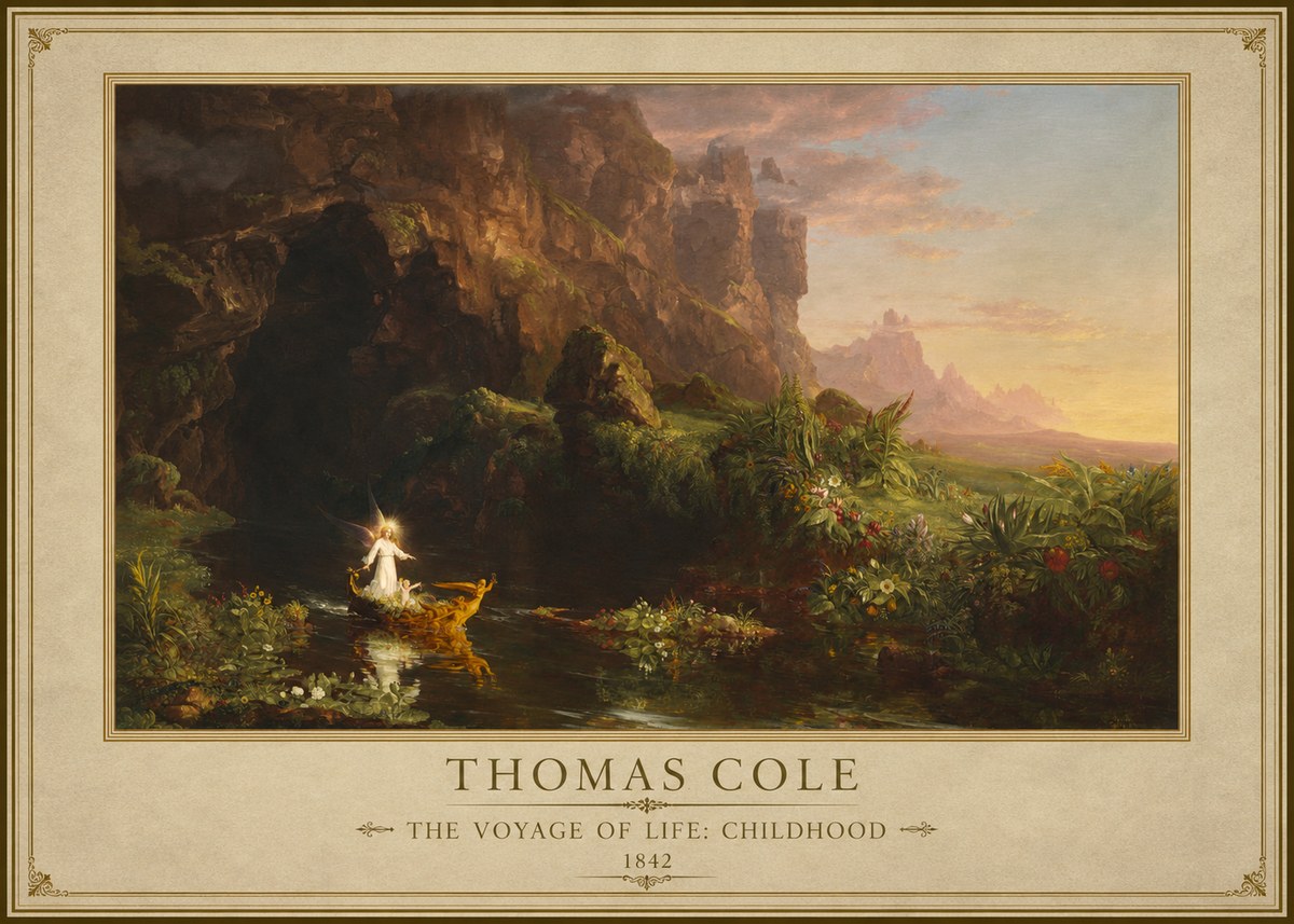 Thomas Cole The Voyage of Life: Childhood IV No1 - Poster