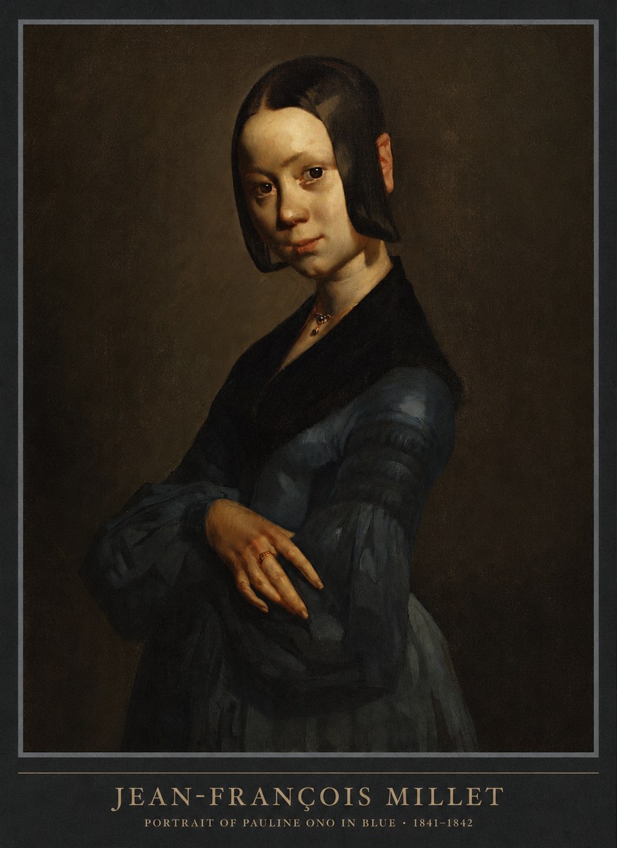 Jean-François Millet Portrait of Pauline Ono in Blue No6 - Poster