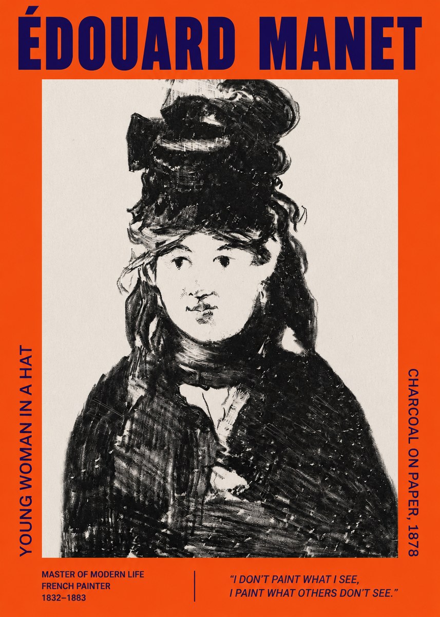 Édouard Manet Young Woman in a Hat III No2 - Poster