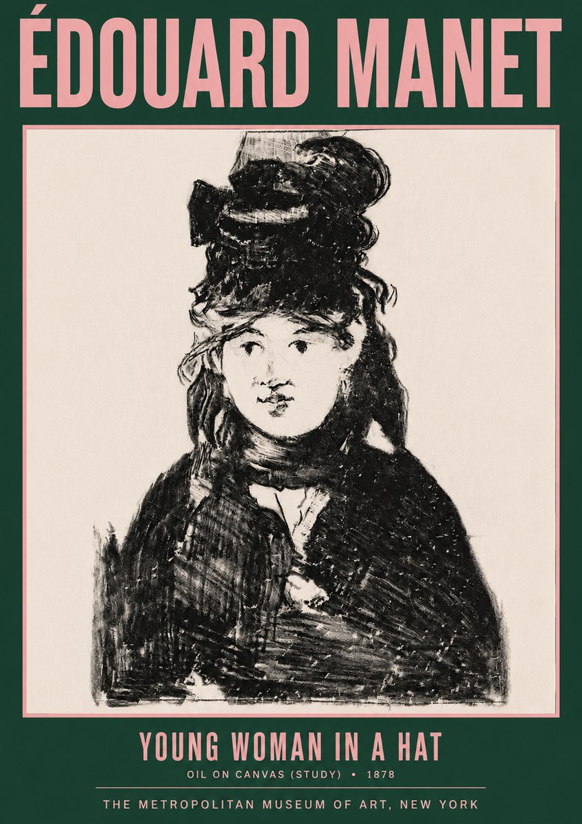 Édouard Manet Young Woman in a Hat IV No3 - Poster