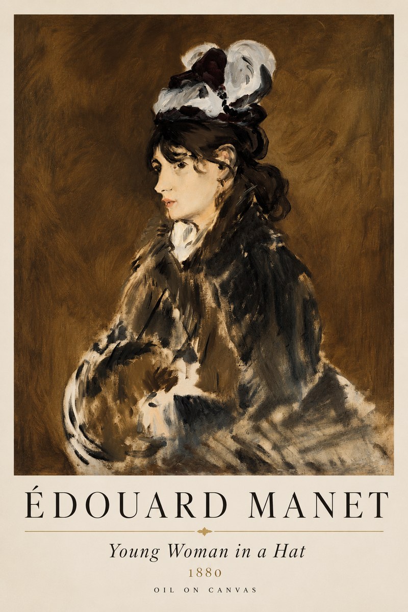 Édouard Manet Young Woman in a Hat V No1 - Poster